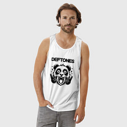 Майка мужская хлопок Deftones - rock panda, цвет: белый — фото 2