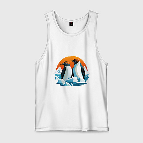 Мужская майка Пингвины среди льдов / Белый – фото 1