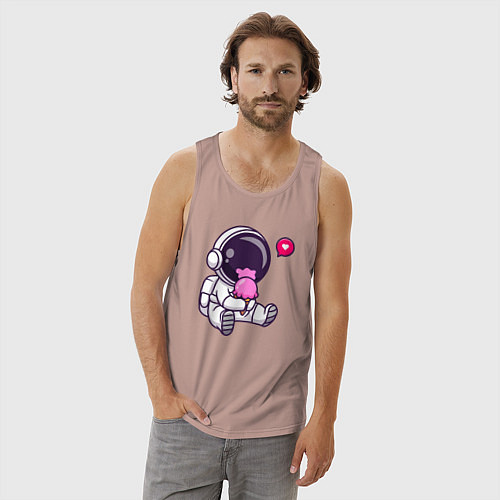 Мужская майка Космонавт и мороженое / Пыльно-розовый – фото 3