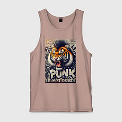 Майка мужская хлопок Cool tiger - punks not dead, цвет: пыльно-розовый