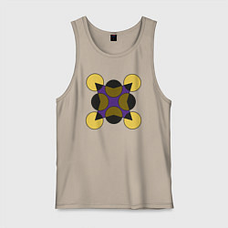 Майка мужская хлопок Геометрические фигуры - круги со звездой, цвет: миндальный