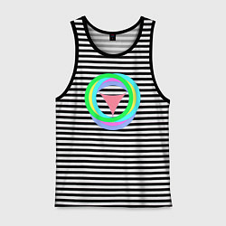 Майка мужская хлопок Кольца окружностей с треугольником, цвет: черная тельняшка