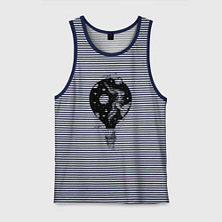 Майка мужская хлопок Космический воздушный шар, цвет: синяя тельняшка