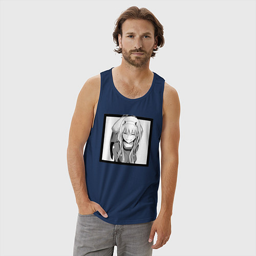 Мужская майка Зеро Ту улыбается / Тёмно-синий – фото 3