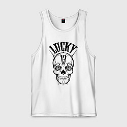 Майка мужская хлопок Lucky skull, цвет: белый