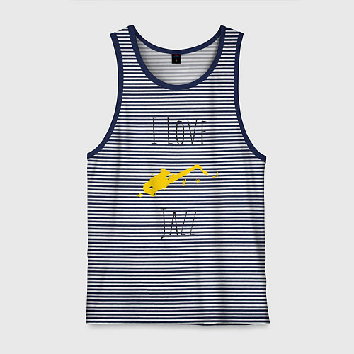 Мужская майка Я люблю джаз / Синяя тельняшка – фото 1