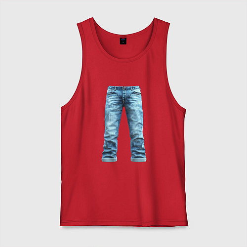 Мужская майка Джинсы штаны jeans / Красный – фото 1