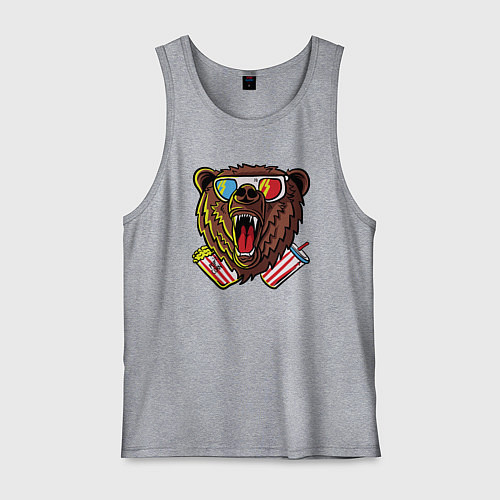 Мужская майка Медведь в кино / Меланж – фото 1