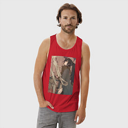 Майка мужская хлопок Усянь Вэй с катаной, цвет: красный — фото 2