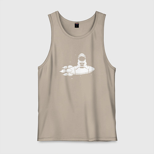 Мужская майка Космонавт сидит на ракете / Миндальный – фото 1