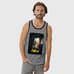 Майка мужская хлопок Fallout - The Ghoul, цвет: черная тельняшка — фото 2