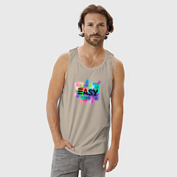 Майка мужская хлопок Разноцветный тетрис, цвет: миндальный — фото 2