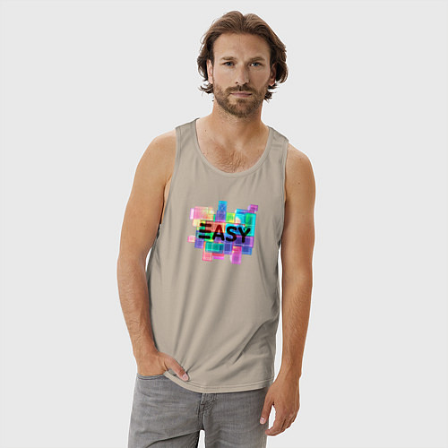 Мужская майка Разноцветный тетрис / Миндальный – фото 3