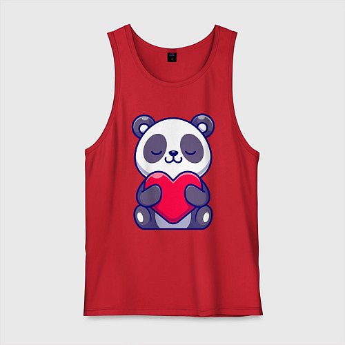 Мужская майка Панда и сердечко / Красный – фото 1