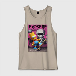 Майка мужская хлопок Bart Simpson and skateboard - extreme, цвет: миндальный