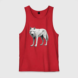 Майка мужская хлопок Белый волк альфа, цвет: красный
