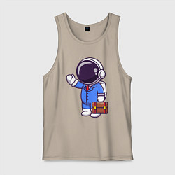 Майка мужская хлопок Космонавт с чемоданом, цвет: миндальный
