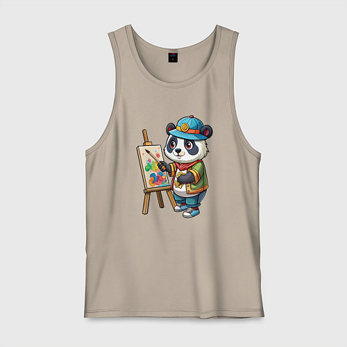 Мужская майка Панда-художник / Миндальный – фото 1