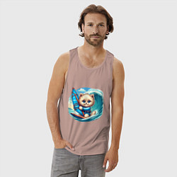 Майка мужская хлопок Котик и виндсерфинг, цвет: пыльно-розовый — фото 2