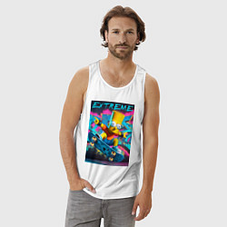 Майка мужская хлопок Барт Симпсон крутой скейтбордист, цвет: белый — фото 2