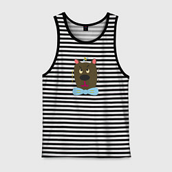 Майка мужская хлопок Медведь с пчелой, цвет: черная тельняшка