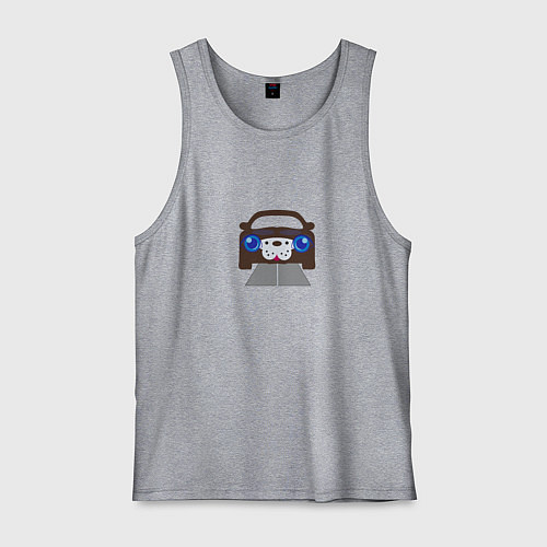 Мужская майка Собака машина / Меланж – фото 1