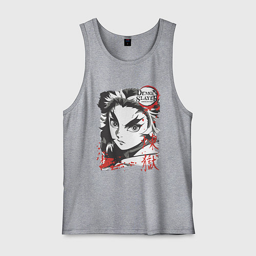 Мужская майка Клинок рассекающий демонов Ренгоку demon slayer / Меланж – фото 1