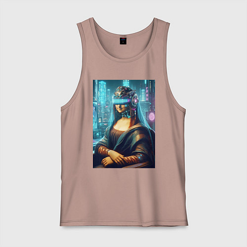 Мужская майка Gioconda - cyberpunk ai art fantasy / Пыльно-розовый – фото 1