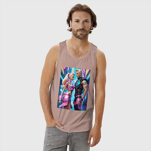 Мужская майка Barbie and Ken - ai art fantasy / Пыльно-розовый – фото 3