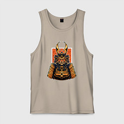 Майка мужская хлопок Тигр - самурай, цвет: миндальный