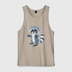 Майка мужская хлопок Классный серый енот, цвет: миндальный