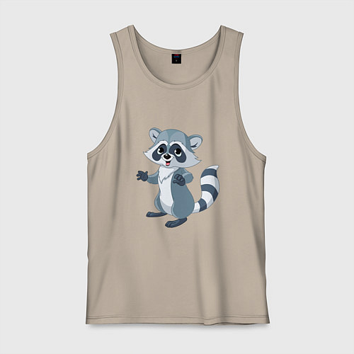 Мужская майка Классный серый енот / Миндальный – фото 1