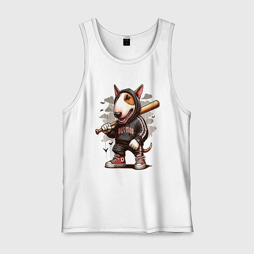 Мужская майка Bully with a baseball bat - ai art fantasy / Белый – фото 1