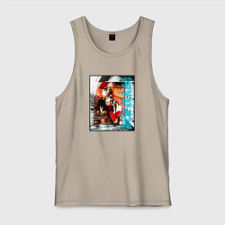 Майка мужская хлопок NewJeans grunge, цвет: миндальный