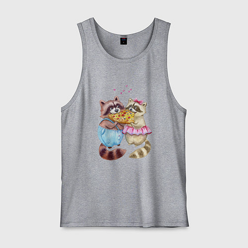 Мужская майка Пицца и енотики / Меланж – фото 1