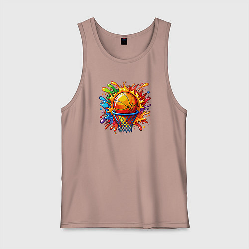 Мужская майка Мяч в баскетбольном кольце / Пыльно-розовый – фото 1