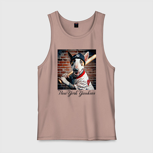Мужская майка Bull terrier - New York yankees baseball team / Пыльно-розовый – фото 1