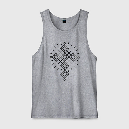 Мужская майка Чёрный абстрактный крест / Меланж – фото 1