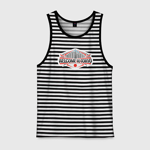 Мужская майка Welcome to Tokyo / Черная тельняшка – фото 1