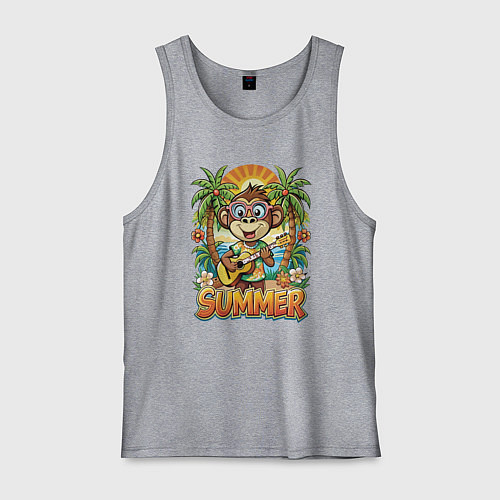 Мужская майка Обезьянка с гитарой летний вайб / Меланж – фото 1