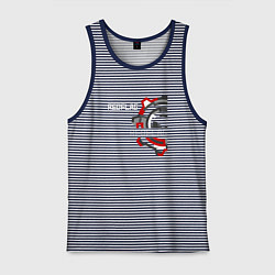 Майка мужская хлопок Red Flag - Industrial logo, цвет: синяя тельняшка