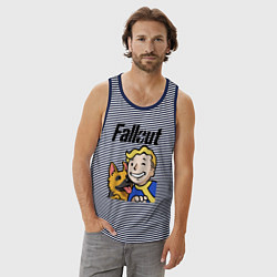 Майка мужская хлопок Vault boy and shepherd, цвет: синяя тельняшка — фото 2