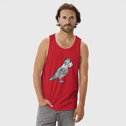 Майка мужская хлопок Голубь почтарь, цвет: красный — фото 2