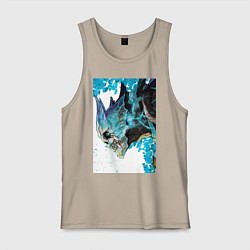 Майка мужская хлопок Кайдзю номер восемь Кафка Хибино гуманоид, цвет: миндальный