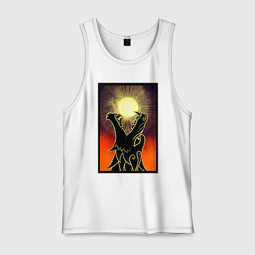 Мужская майка Волк пожирающий солнце / Белый – фото 1