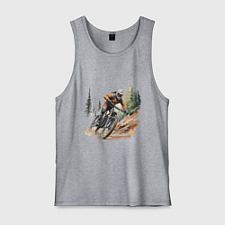 Майка мужская хлопок Велоспорт горный спуск, цвет: меланж