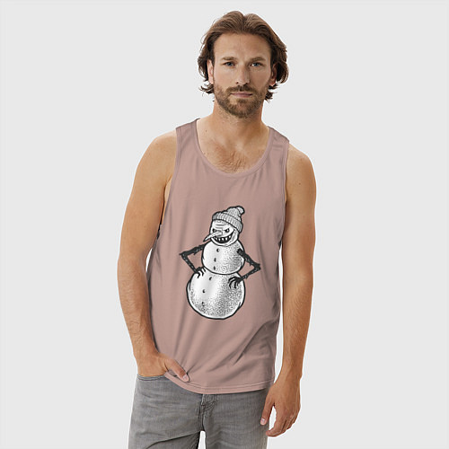 Мужская майка Злобный снеговик / Пыльно-розовый – фото 3