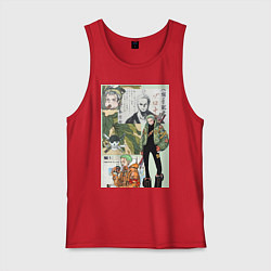 Майка мужская хлопок Ван-Пис Зоро Ророноа коллаж сильнейший мечник, цвет: красный