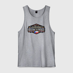 Майка мужская хлопок Добро пожаловать в Прагу, цвет: меланж