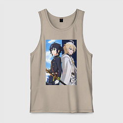 Майка мужская хлопок Последний Серафим Микаэла Хякуя, цвет: миндальный